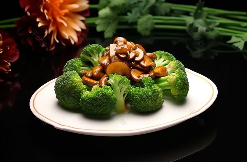 南方美食名菜西兰花翡翠扒三菇,高清,摄影图,摄影图片,图片大全,摄影图免费下载